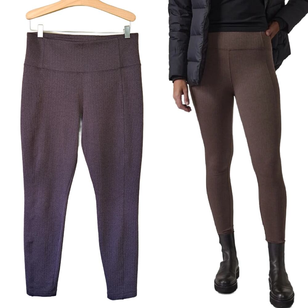 ATHLETA Delancey Herringbone Legging Tight Medium Casual Athleisure Brown